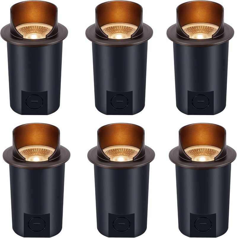 CLOUDY BAY [6 Pack] 9W Well Lights Landscape LED In Ground Outdoor,Shielded Top,Low Voltage 12-24V AC/DC,Waterproof Aluminum Uplights,2700K/3000K/3500K/4000K/5000K,Bronze - Image 1